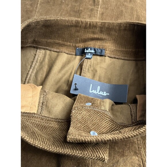 NWT Lulus Corduroy Midi Length Button Front Skirt Seasonal Feelings Brown Size S - Picture 4 of 13